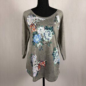 Arizona Jeans | Floral Henley Sweater | XL